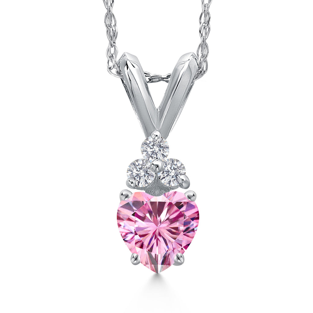 Pink Moissanite - April_Pendant in 14K White Gold
