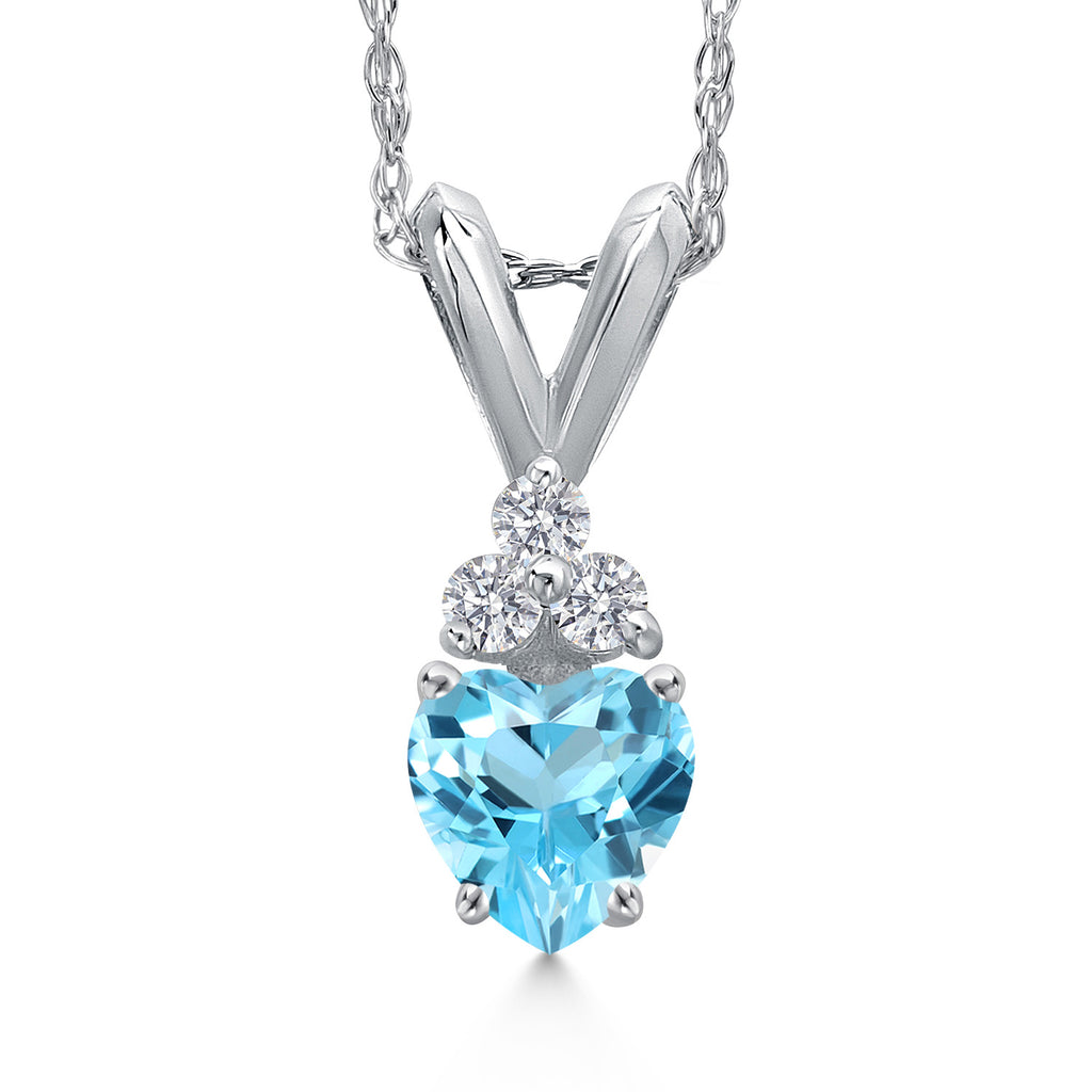 Swiss Blue Topaz - November_Pendant in 14K White Gold