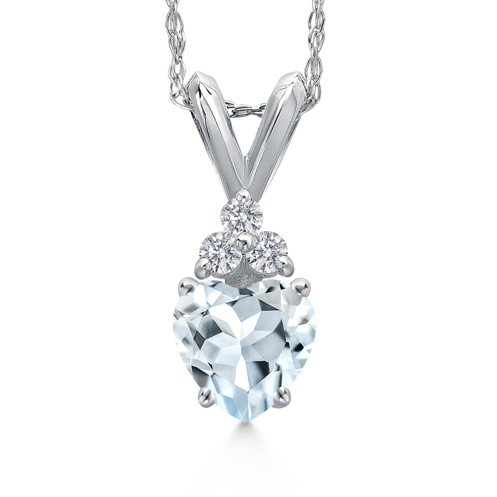 Aquamarine - March_Pendant in 14K White Gold