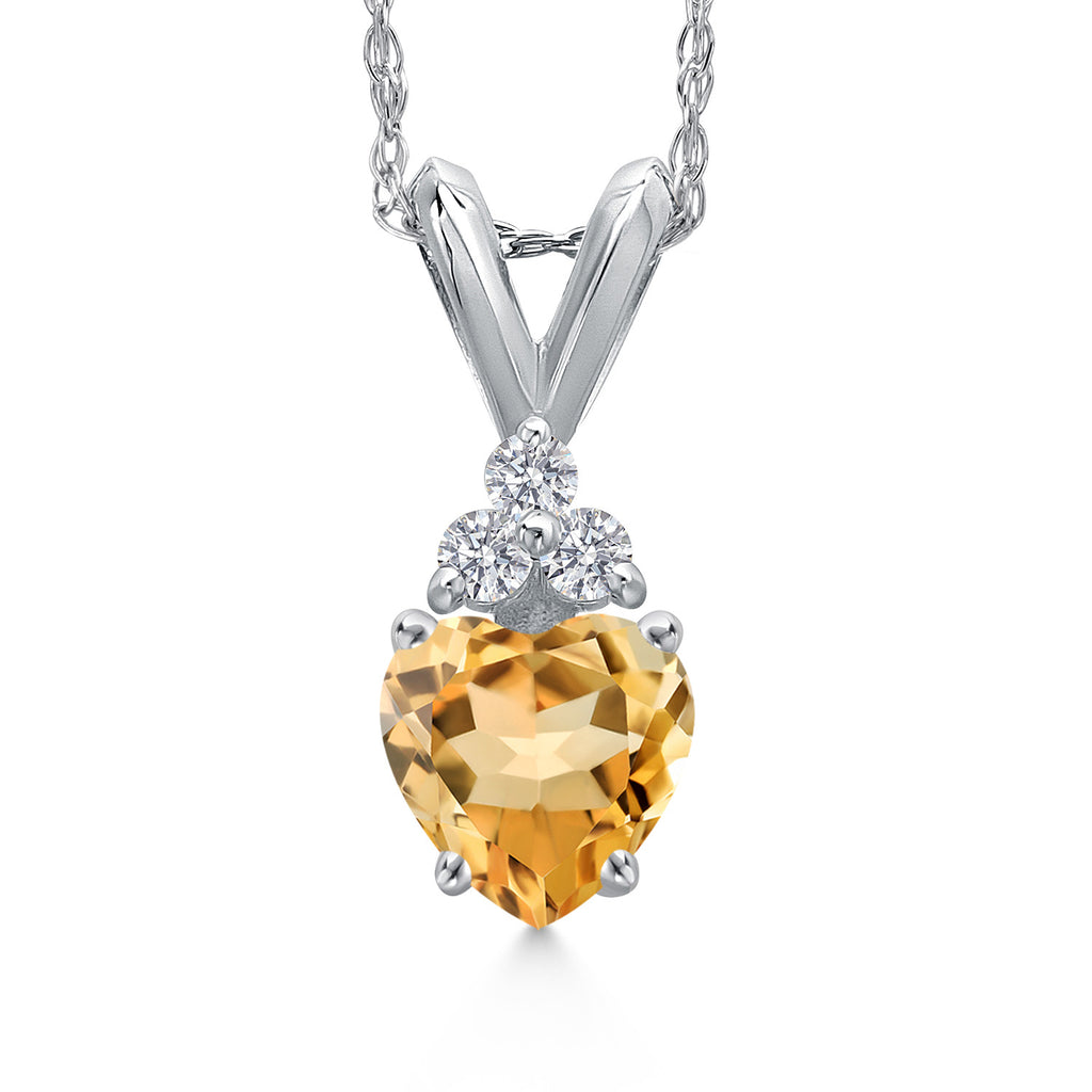 Citrine - November_Pendant in 14K White Gold