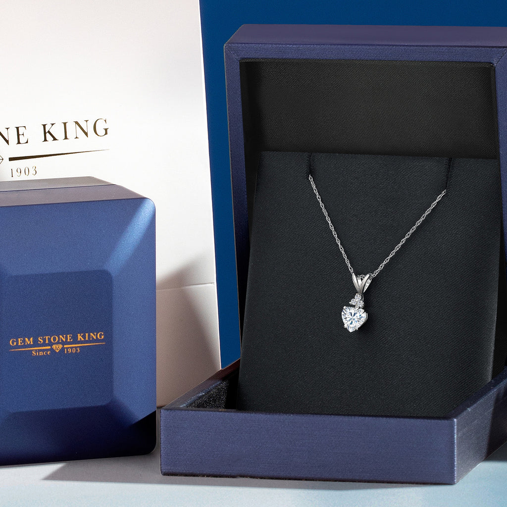 White Moissanite - April_Pendant in 14K White Gold