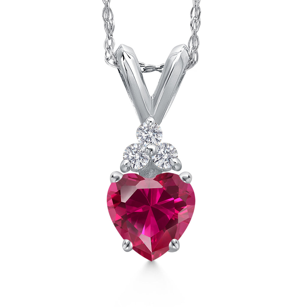 Created Ruby - July_Pendant in 14K White Gold