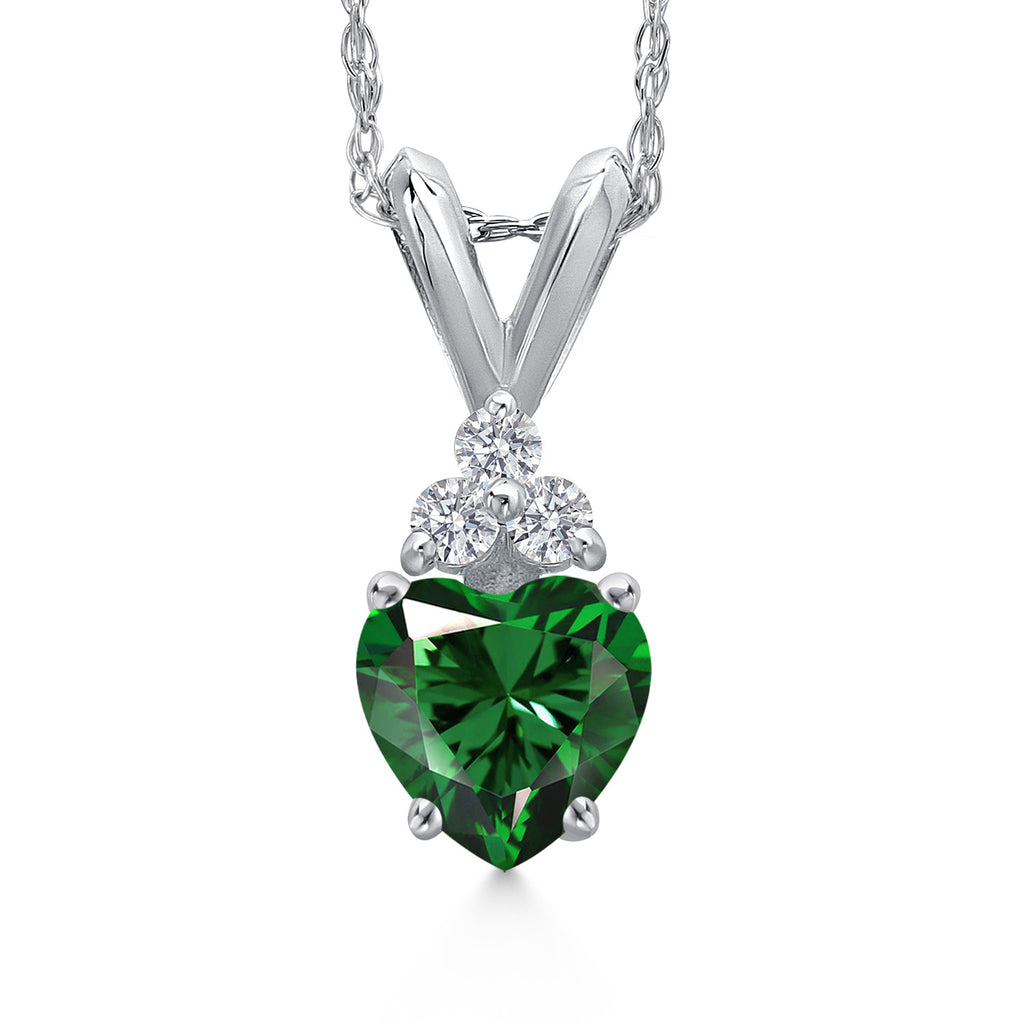 Nano Emerald - May_Pendant in 14K White Gold