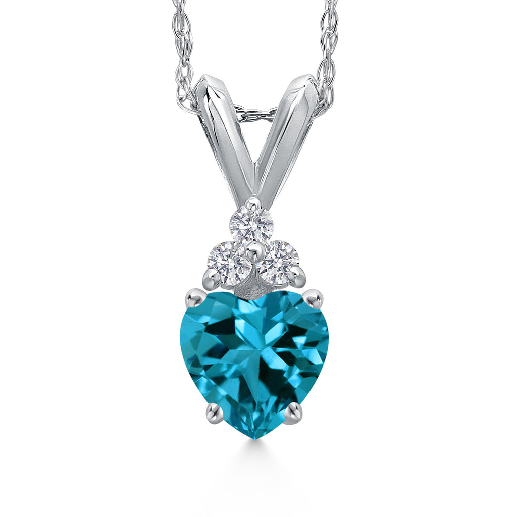 London Blue Topaz - November_Pendant in 14K White Gold