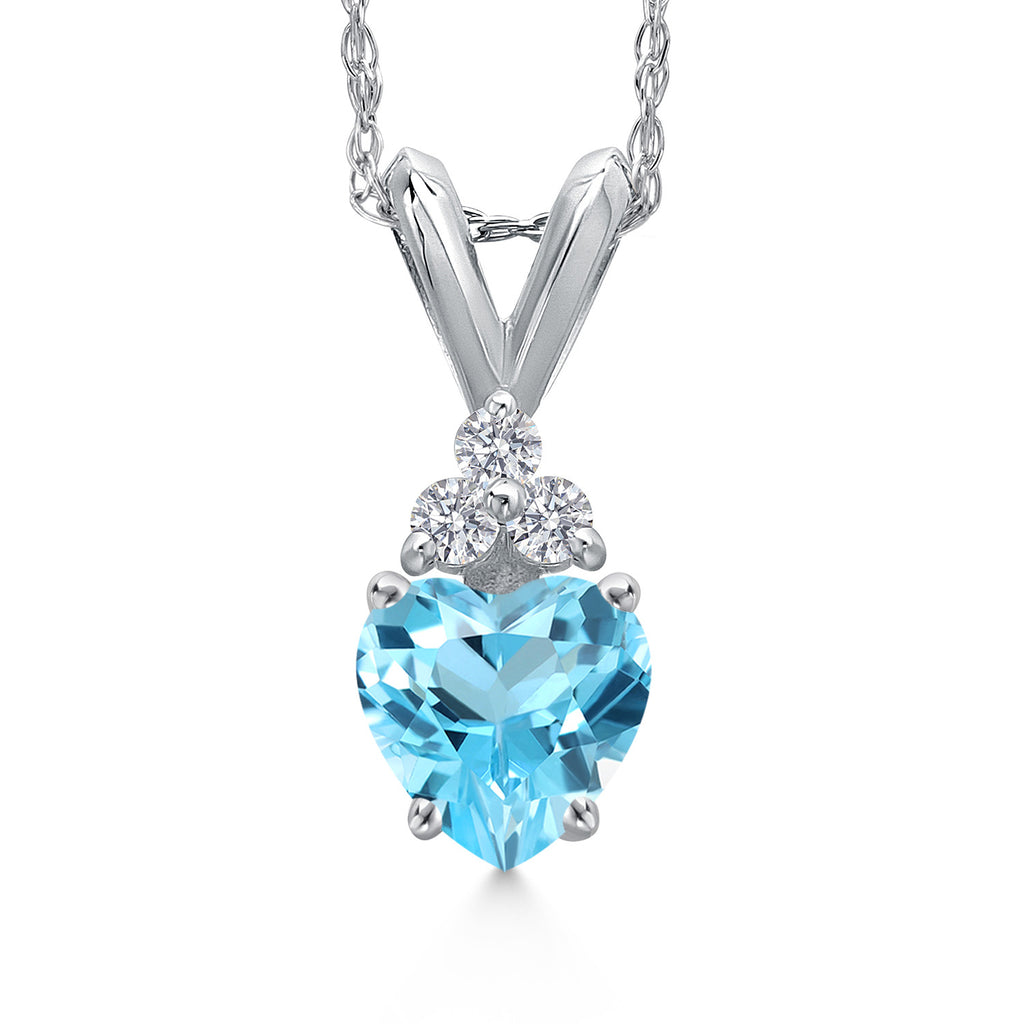Swiss Blue Topaz - November_Pendant in 14K White Gold