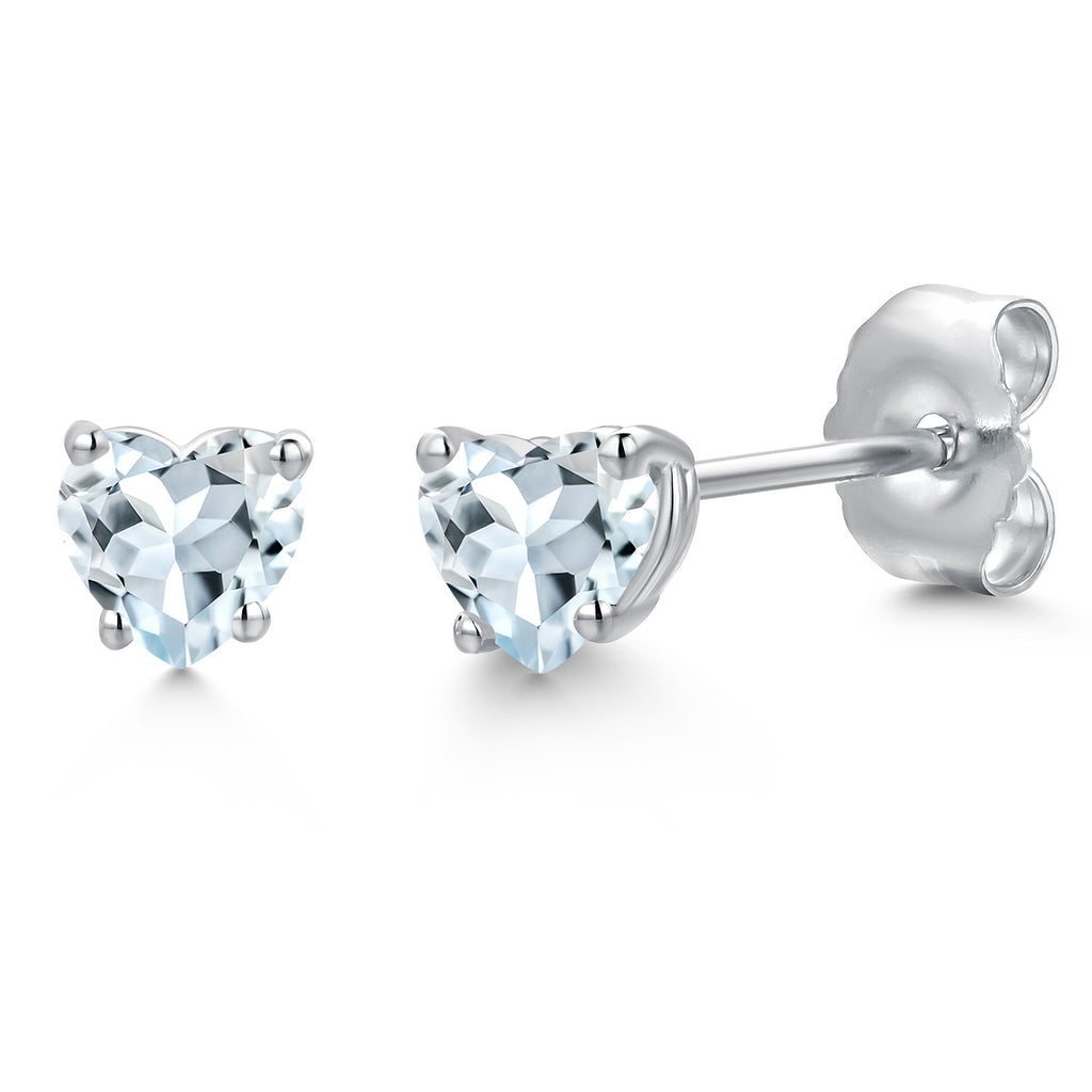 Aquamarine - March_Earrings in 14K White Gold