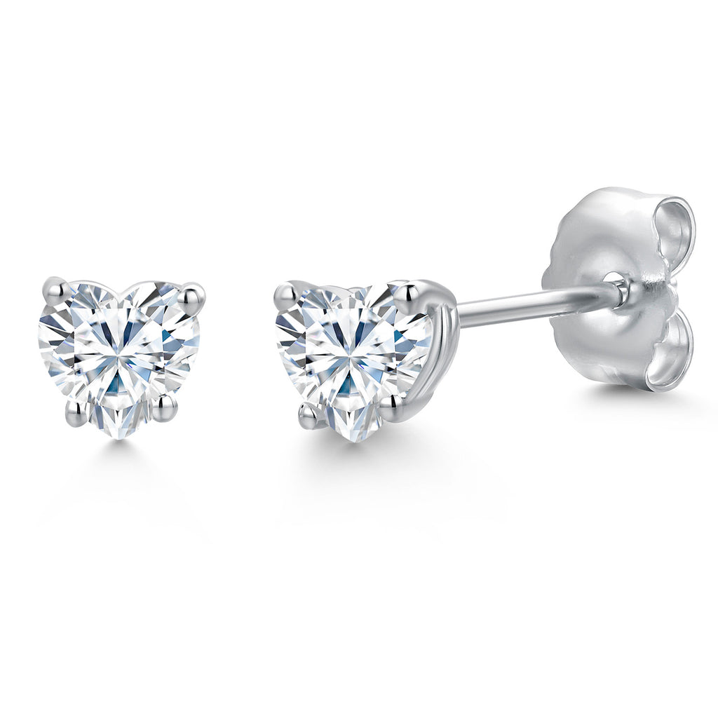 White Moissanite - April_Earrings in 14K White Gold