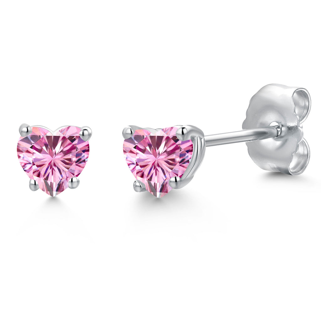 Pink Moissanite - April_Earrings in 14K White Gold