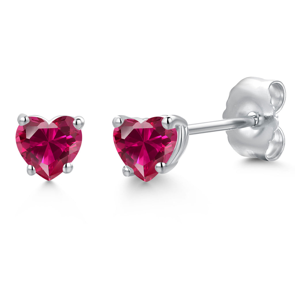 Created Ruby - July_Earrings in 14K White Gold