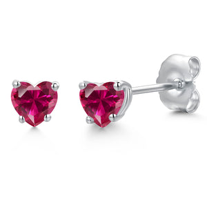 Created Ruby - July_Earrings in 14K White Gold