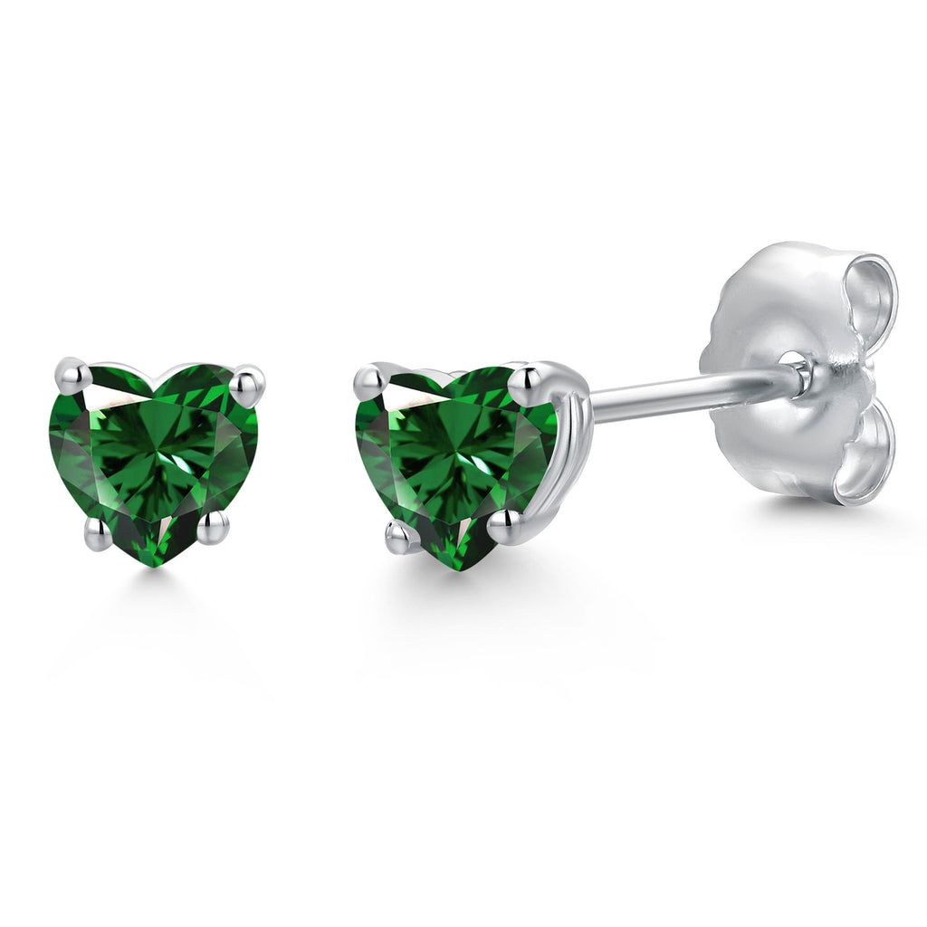 Nano Emerald - May_Earrings in 14K White Gold