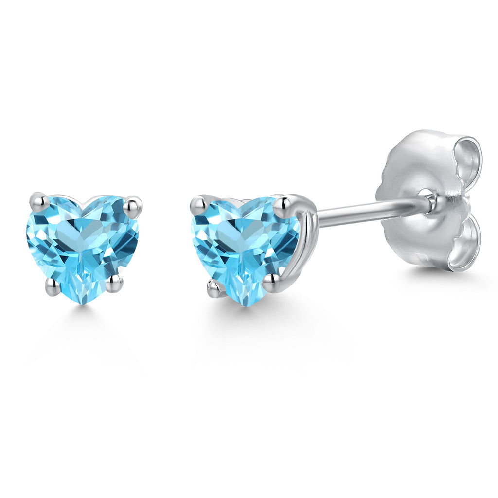Swiss Blue Topaz - November_Earrings in 14K White Gold