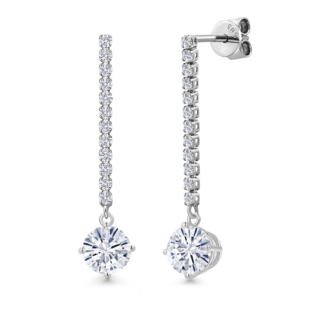 White Moissanite - April_Earrings in 14K White Gold