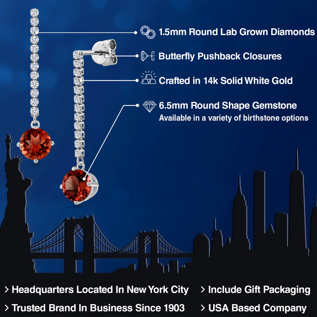 Red and E - F_Earrings in 14K White Gold