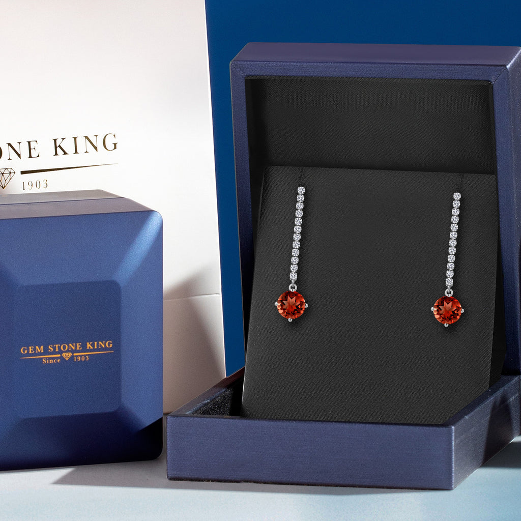 Red and E - F_Earrings in 14K White Gold