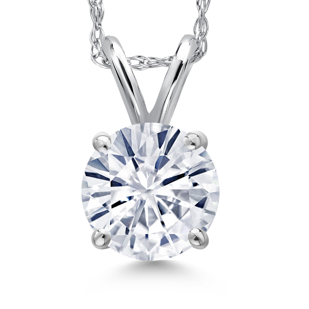 White Moissanite - April_Pendant in 14K White Gold