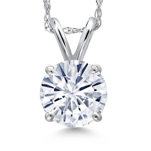White Moissanite - April_Pendant in 14K White Gold