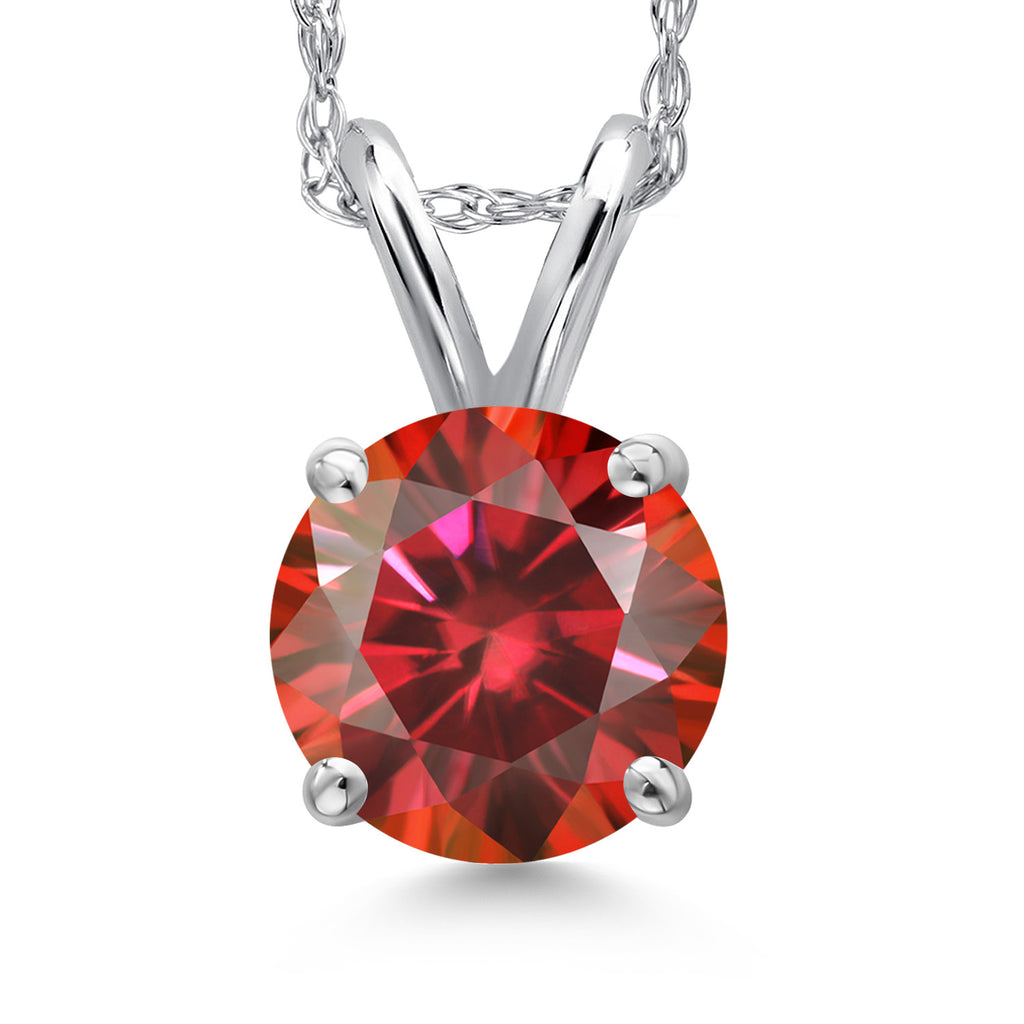 Red Moissanite - April_Pendant in 14K White Gold