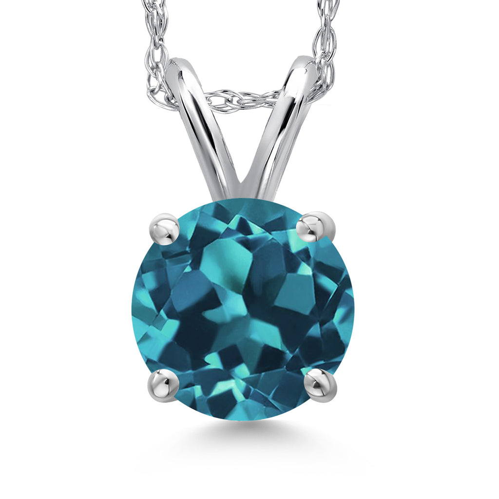 London Blue Topaz - November_Pendant in 14K White Gold