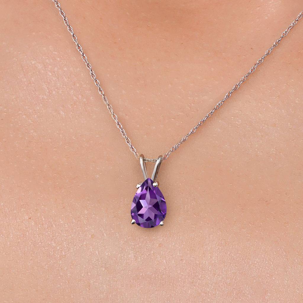 Amethyst - February_Pendant in 10K White Gold