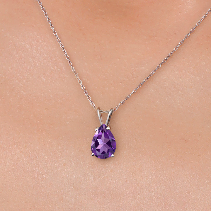 Amethyst - February_Pendant in 10K White Gold