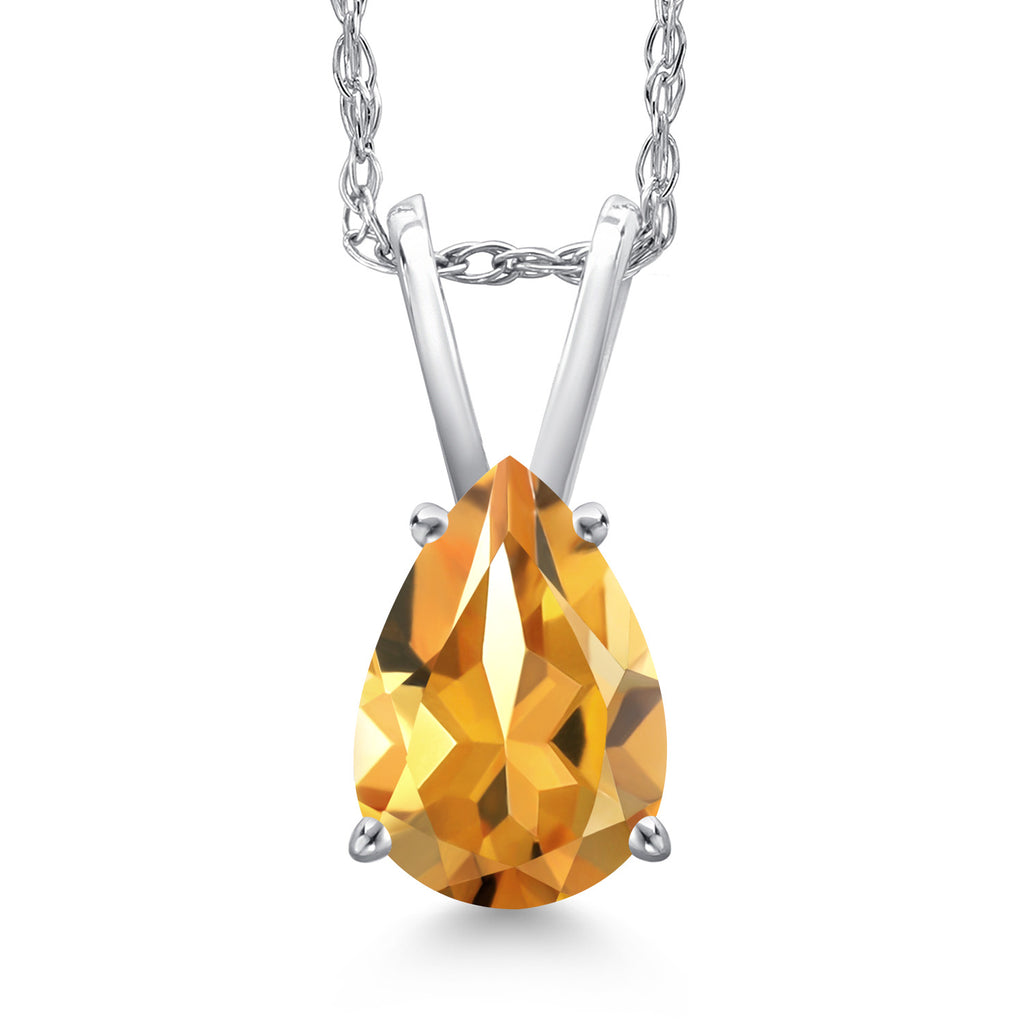 Citrine - November_Pendant in 10K White Gold