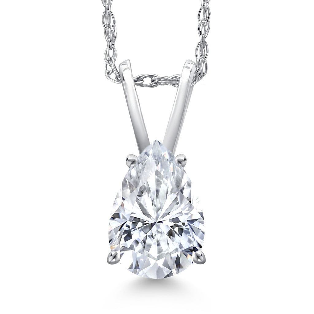 White Moissanite - April_Pendant in 10K White Gold