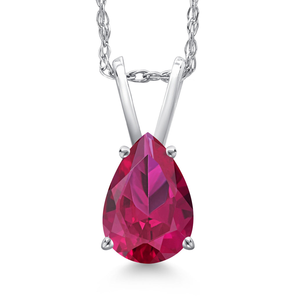 Created Ruby - July_Pendant in 10K White Gold
