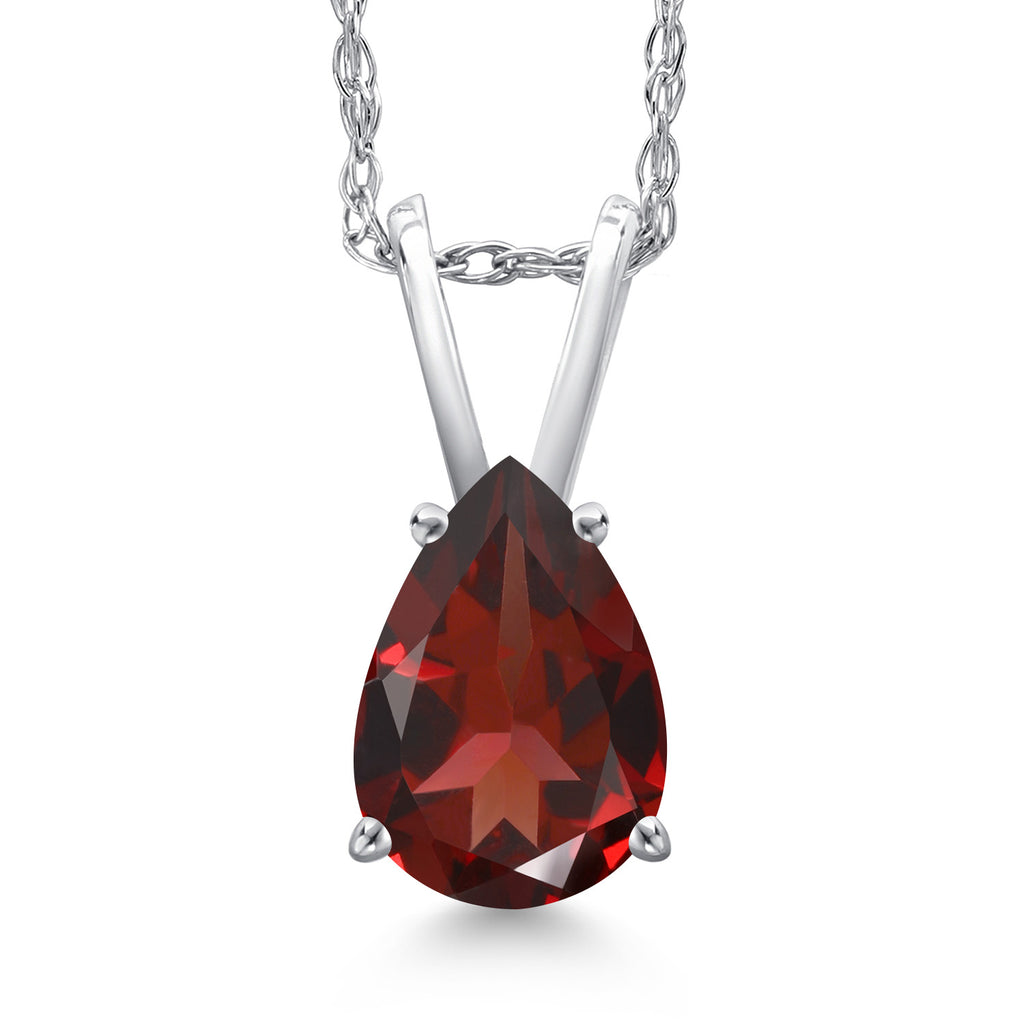 Garnet - January_Pendant in 10K White Gold