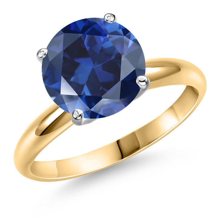 Blue Created Sapphire - September_5_Ring in 14K Two Tone Gold