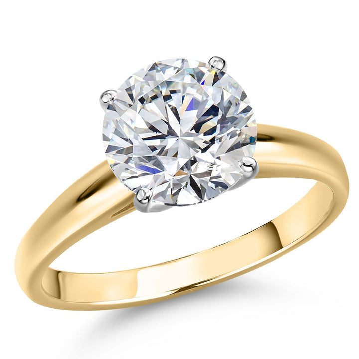 10MM Round Gemstone Birthstone Solitaire Engagement Ring For Women | 14K Yellow and White Gold | Wedding Anniversary Promise Gold Ring For Women | Size 5 to 9