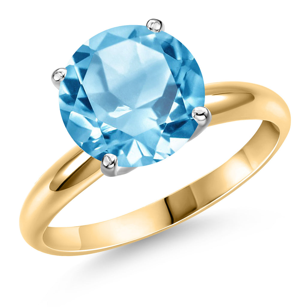 Swiss Blue Topaz - November_6_Ring in 14K Two Tone Gold