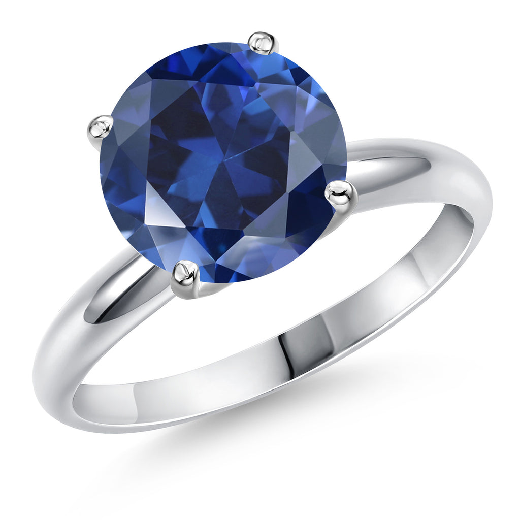 Blue Created Sapphire - September_7_Ring in 14K White Gold