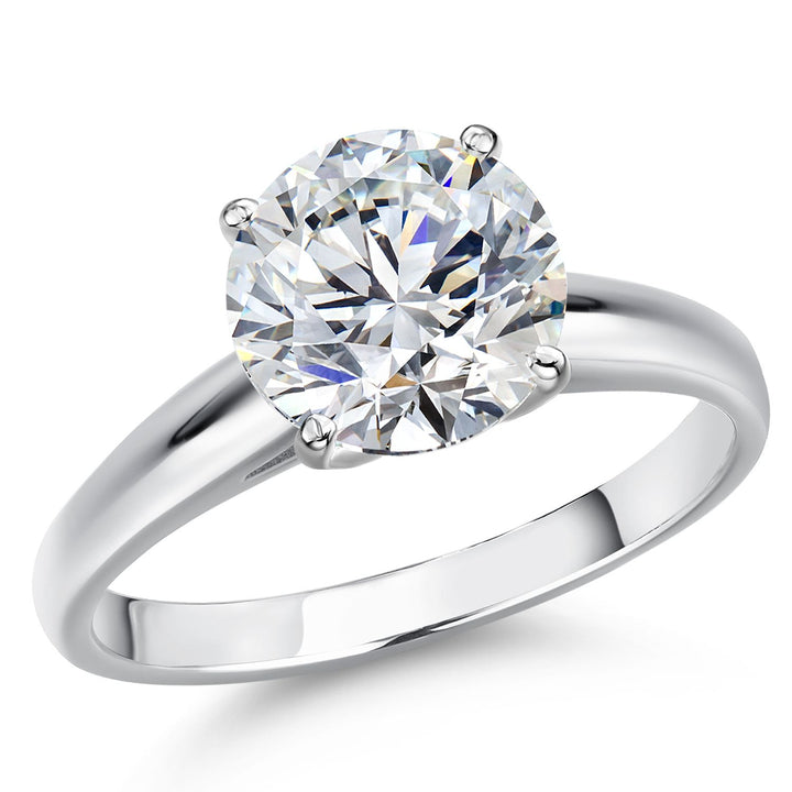 Gem Stone King 0.75-5 Ct Round Cut Lab Grown Diamond Solitaire Engagement Ring For Women| 14K White Gold | IGI Certified | D-E Color | VS1-VS2 Clarity | Wedding Anniversary Gold Ring