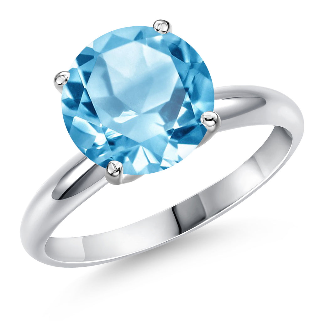 Swiss Blue Topaz - November_9_Ring in 14K White Gold