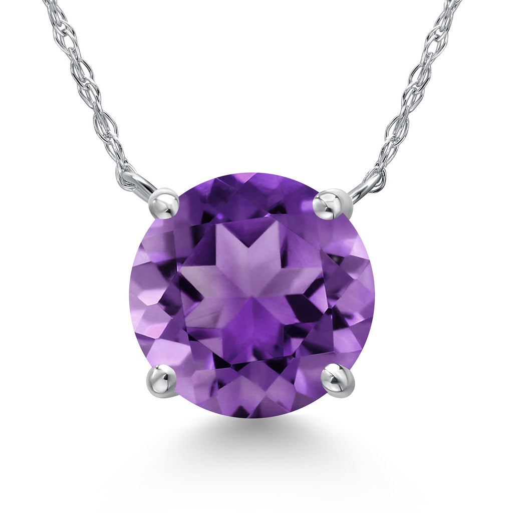 Amethyst - February_Pendant in 14K White Gold