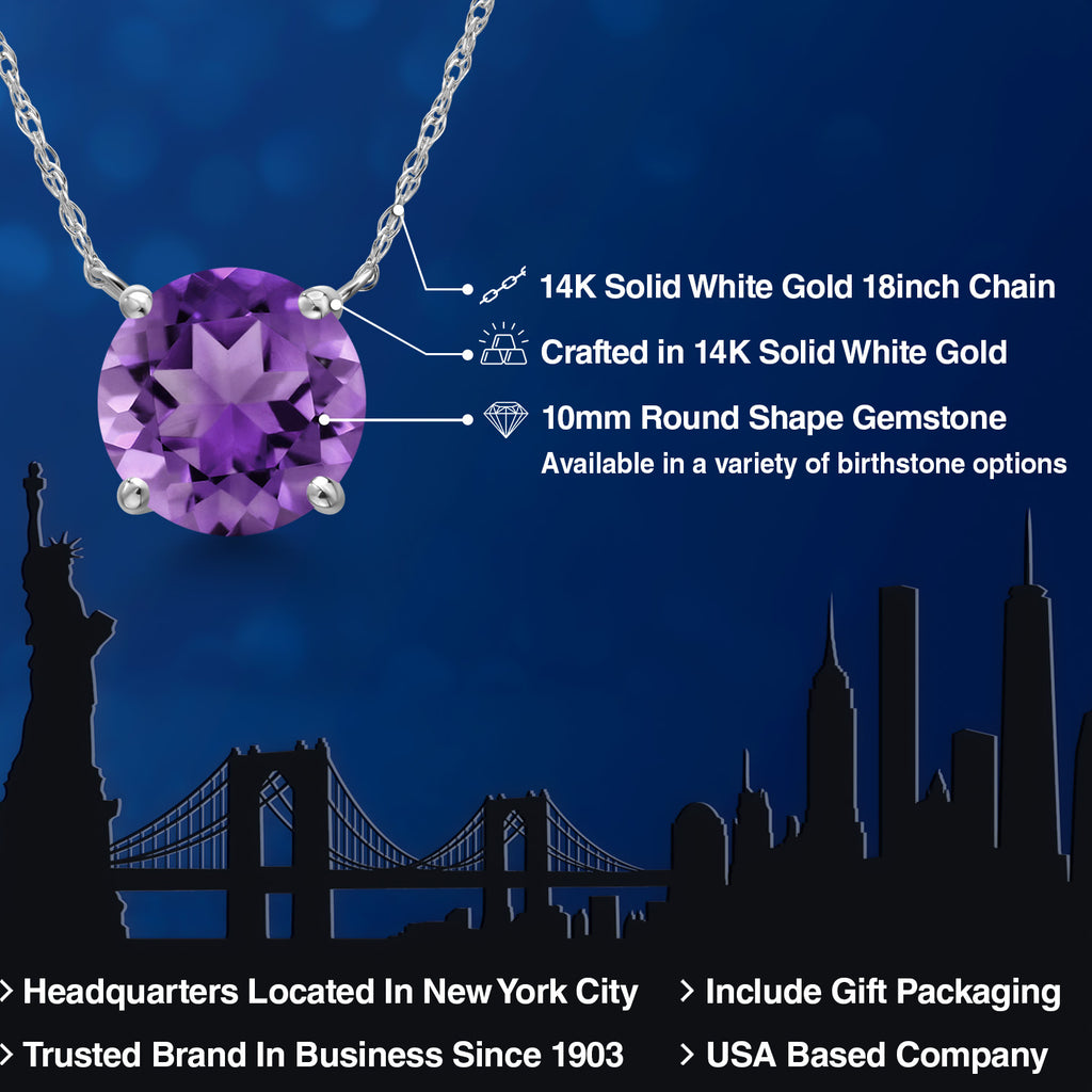 Amethyst - February_Pendant in 14K White Gold