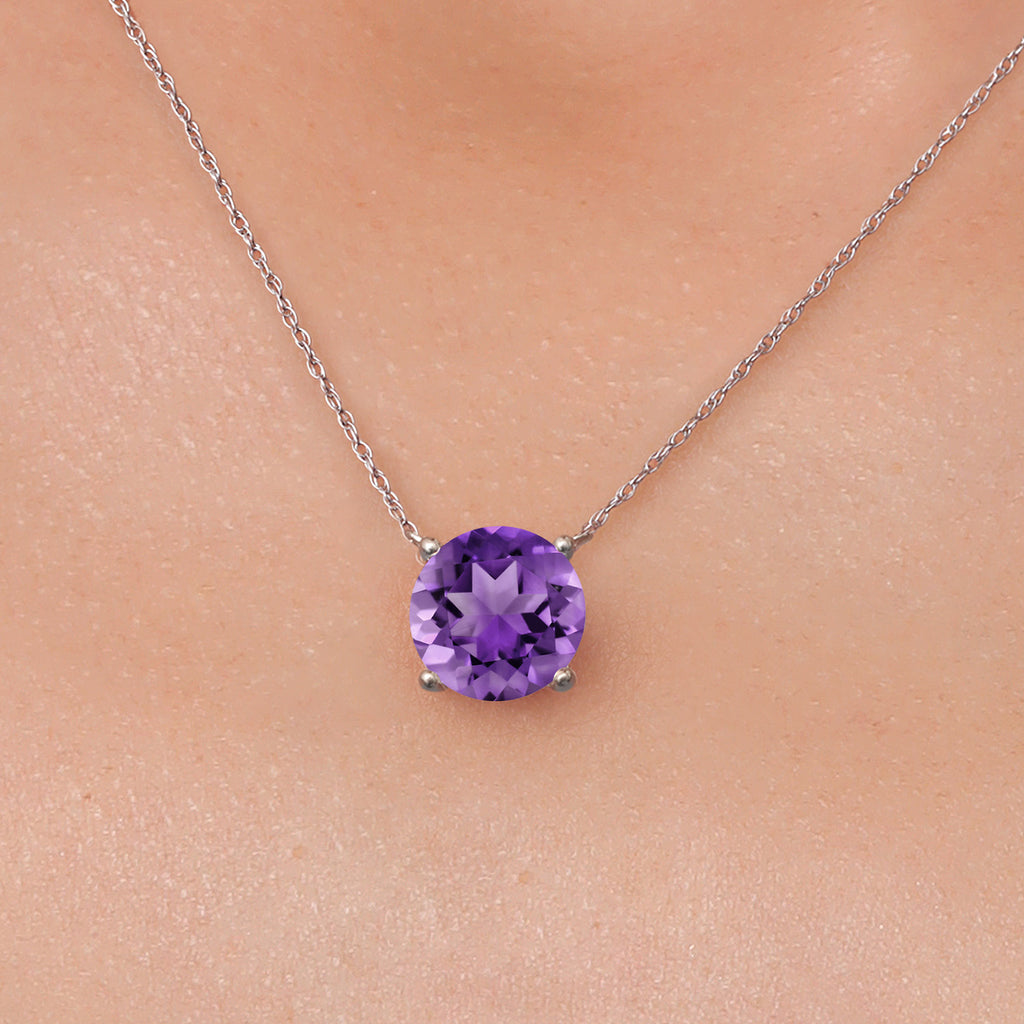 Amethyst - February_Pendant in 14K White Gold