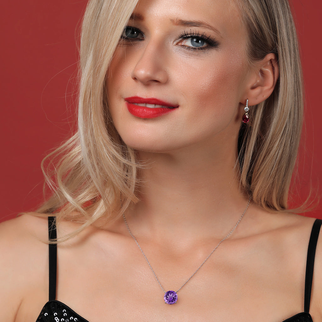 Amethyst - February_Pendant in 14K White Gold