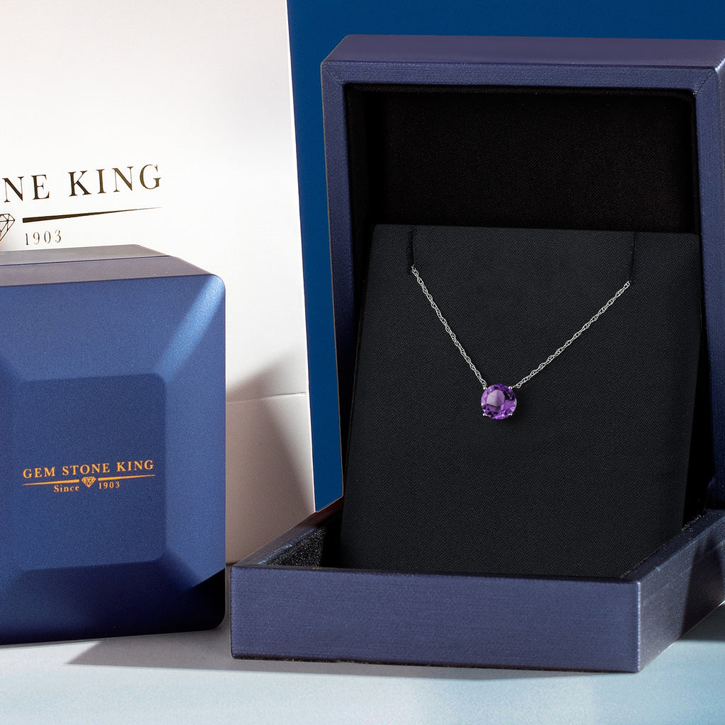 Amethyst - February_Pendant in 14K White Gold