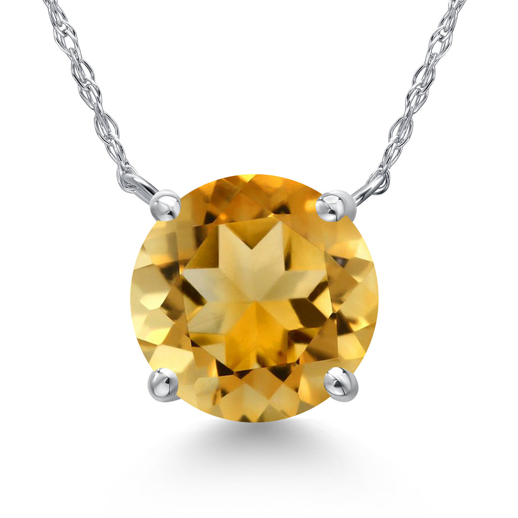 Citrine - November_Pendant in 14K White Gold