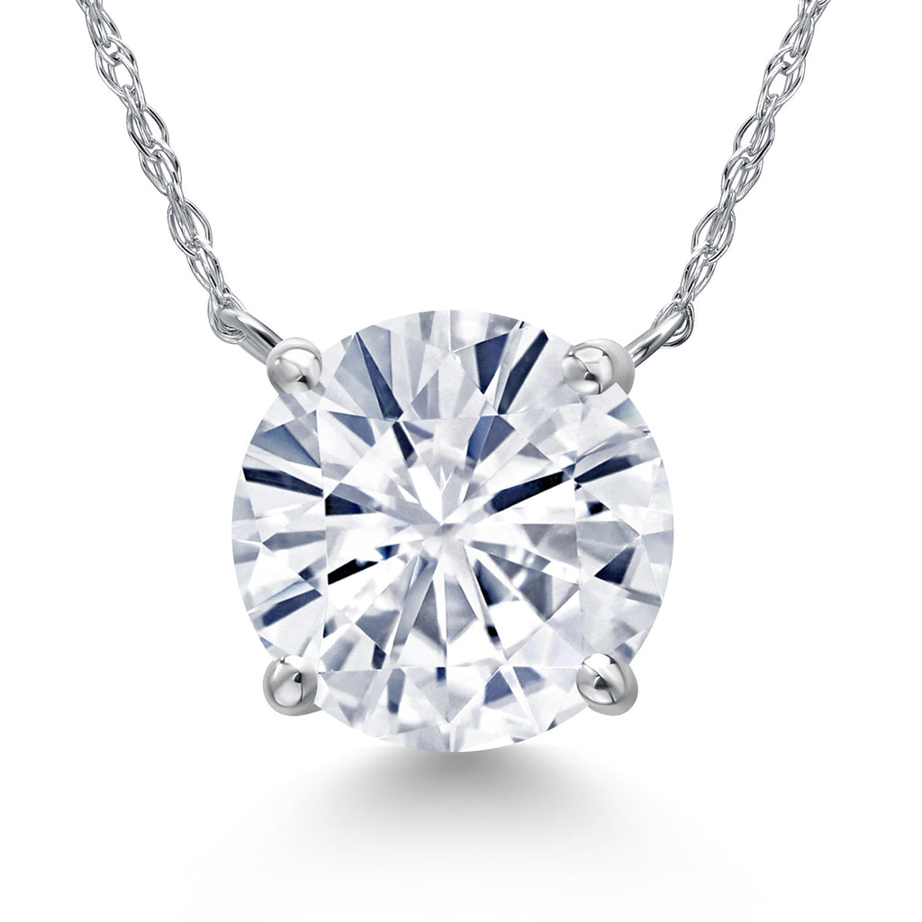 White Moissanite - April_Pendant in 14K White Gold