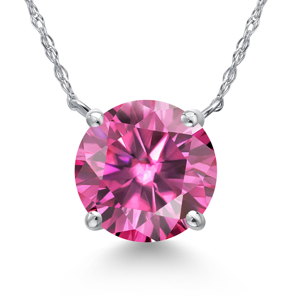 Pink Moissanite - April_Pendant in 14K White Gold