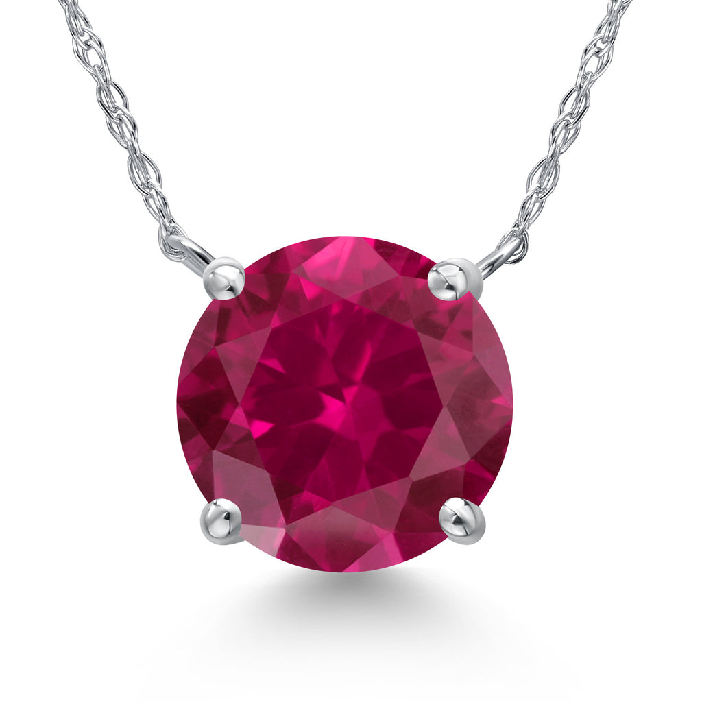 Created Ruby - July_Pendant in 14K White Gold