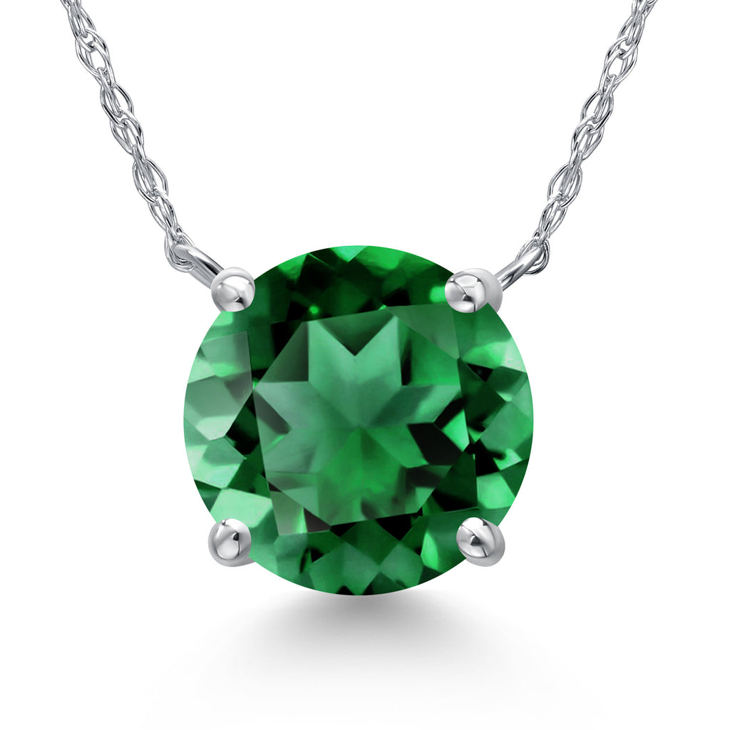 Nano Emerald - May_Pendant in 14K White Gold
