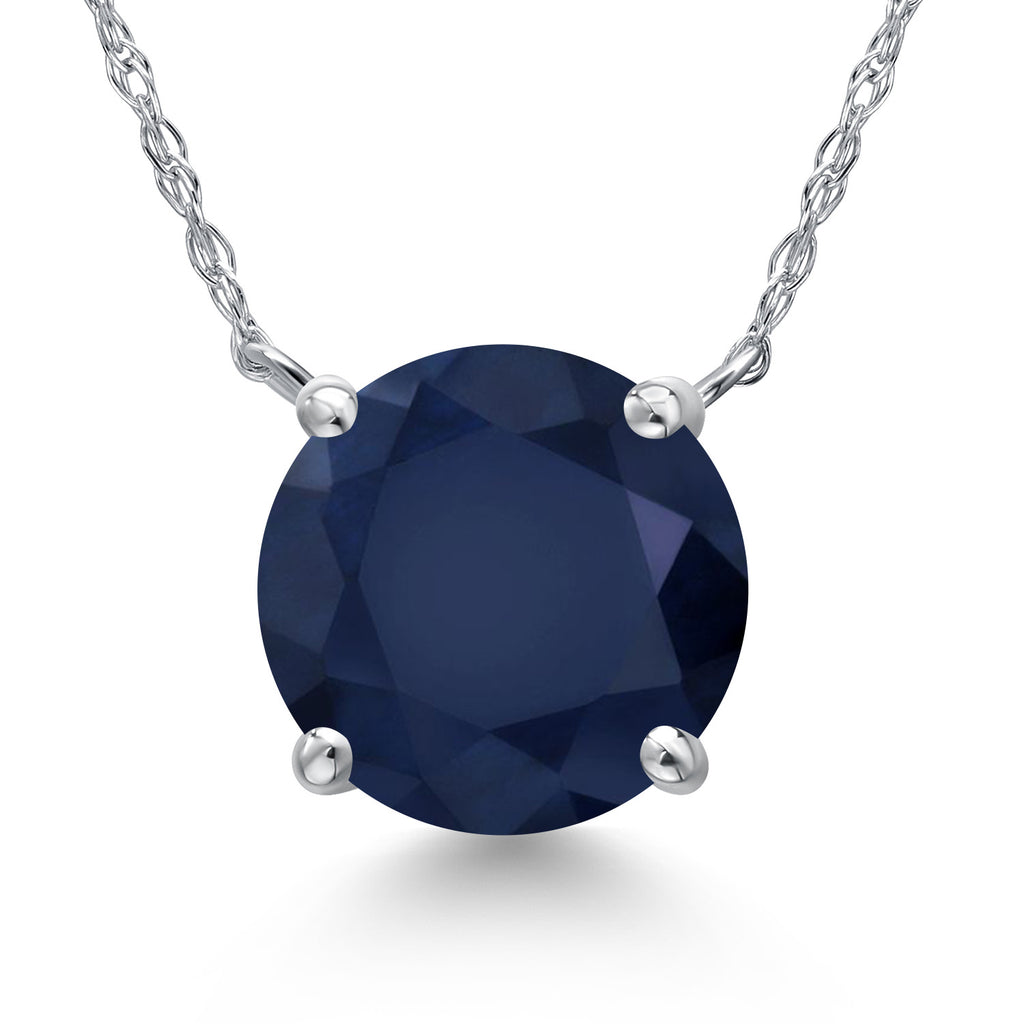 Blue Sapphire - September_Pendant in 14K White Gold
