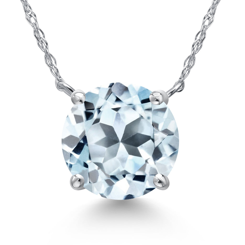 Sky Blue Topaz - November_Pendant in 14K White Gold