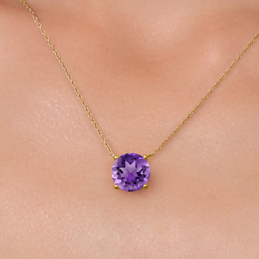 Amethyst - February_Pendant in 14K Yellow Gold