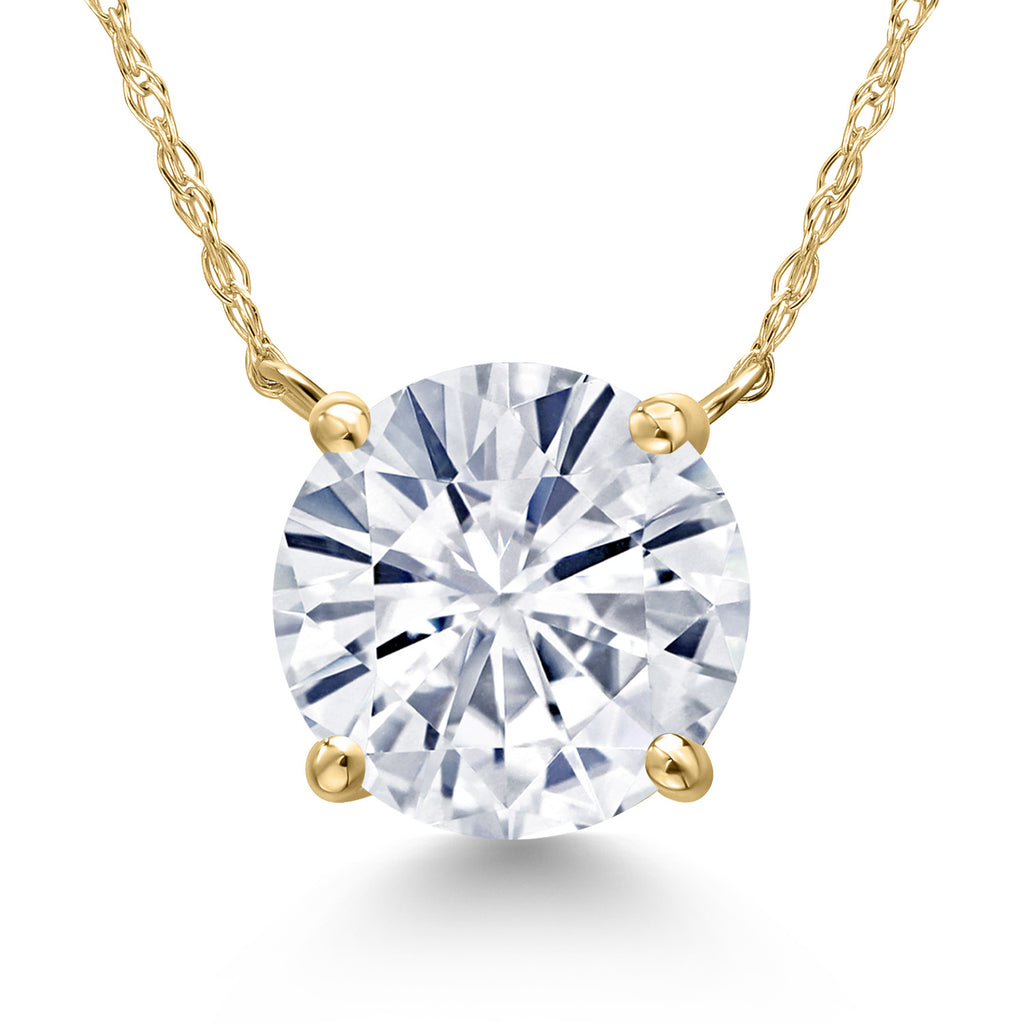 White Moissanite - April_Pendant in 14K Yellow Gold