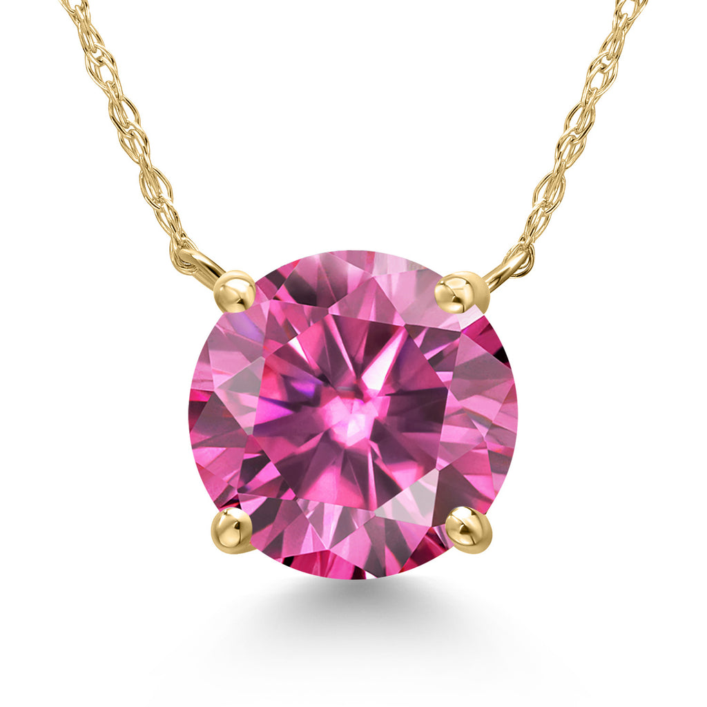 Pink Moissanite - April_Pendant in 14K Yellow Gold